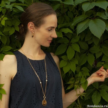 Серьги Fiore Luna, TIGER EYE, LE1203 BR/G, золотистые